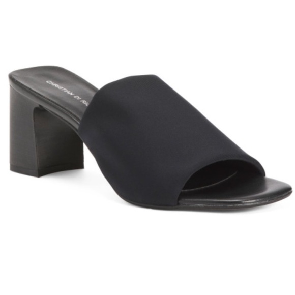 NWT NIB Christian Di Riccio womens black dressy elastic slides size 40 EU 9 US. - Picture 1 of 3